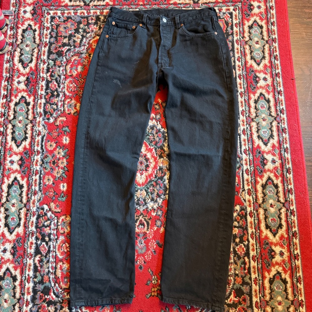 Vintage 90s Levis 501 Black Straight Leg Button Fly Denim Jeans 30x30